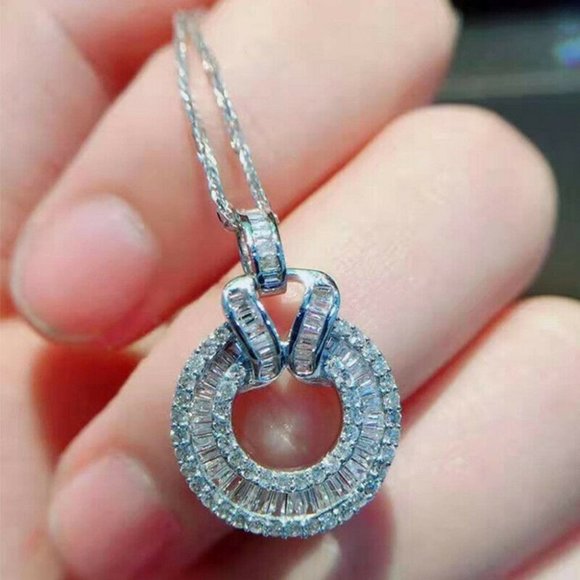 New 925 Silver Cubic Zirconia Pendant Necklace - Picture 2 of 5